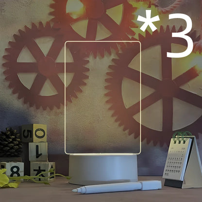 Transparent luminous acrylic desktop tablet with USB warm yellow light, 193mm x 100mm size, includes pen for writing