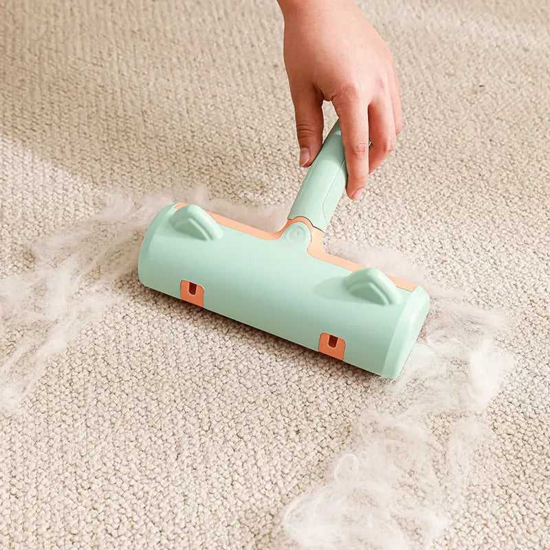 Cat hair removal fur cleaner pet household hair removal brush made from PP plastic available in mint green or twilight grey with either ordinary style or ear style measuring 20 x 19.5 x 7 cm