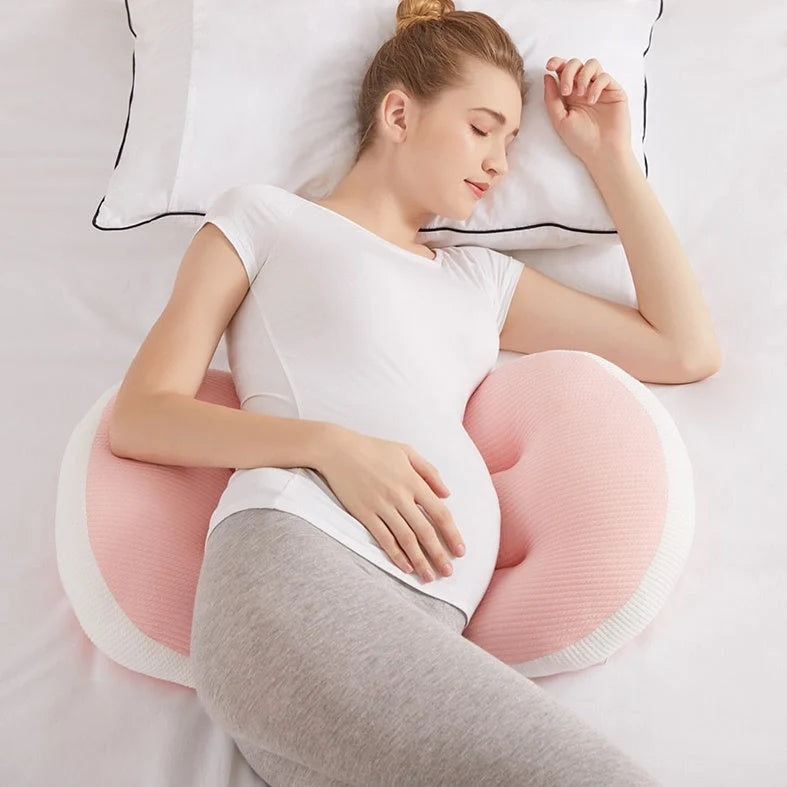 U-Shape Pregnancy Pillow in Pink Grey, Pink White, and Blue White for abdomen and waist support