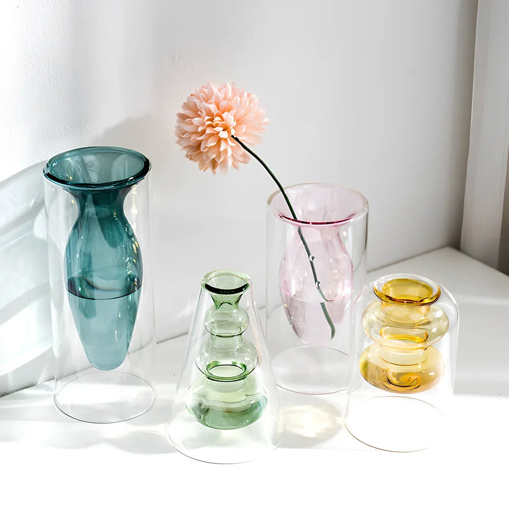 25cm tall European style glass vase in peacock blue with 15cm opening and weighted base