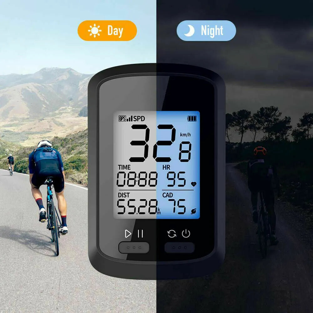 Black plastic waterproof bicycle stopwatch with digital display showing cycling timing function