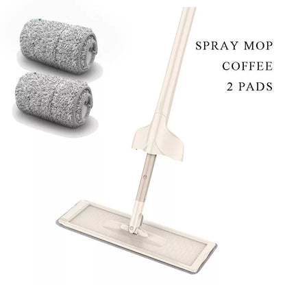 Spray Flat Mop with no hand wash feature and stainless steel bar for efficient cleaning
