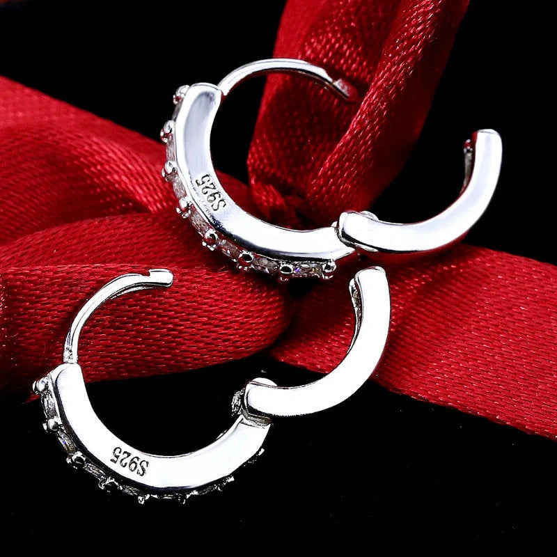 Elegant S925 Sterling Silver Single Row Diamond Earrings for Women