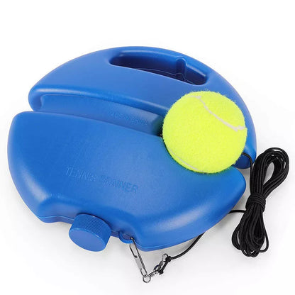 Novice tennis trainer with blue rounded kettle design and ball with line for precise practice