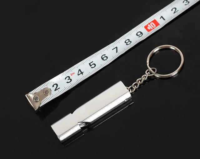 Double hole high-frequency aluminium alloy outdoor whistle in silver or gold for survival and camping