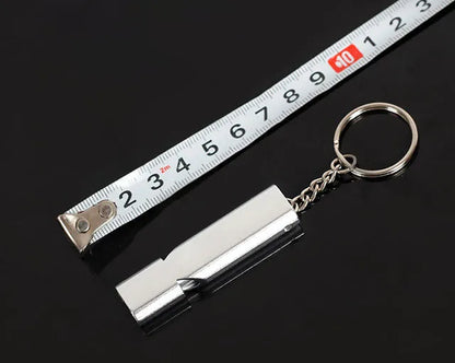Double hole high-frequency aluminium alloy outdoor whistle in silver or gold for survival and camping