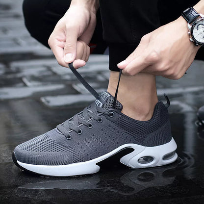 Korean Campus Style Couple Running Shoes with wedge heel in gray, blue, or black