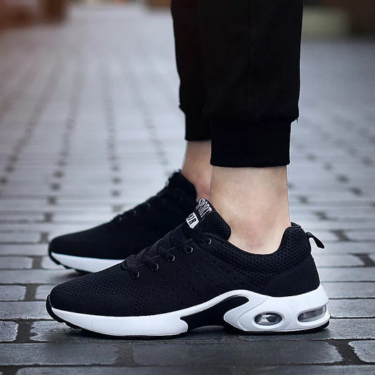 Korean Campus Style Couple Running Shoes with wedge heel in gray, blue, or black