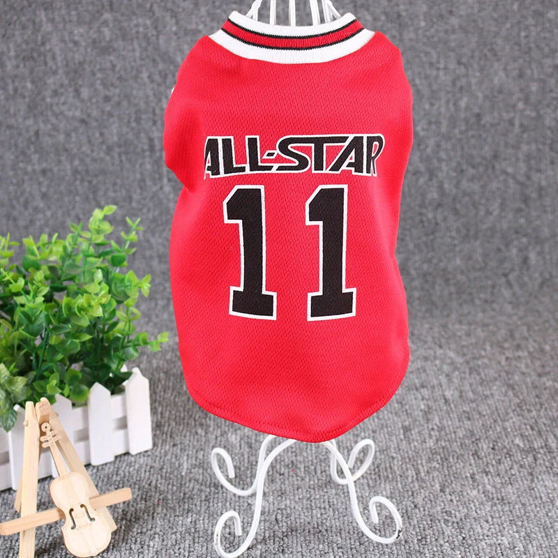 Stylish cotton dog vest for spring and summer in black and red colors