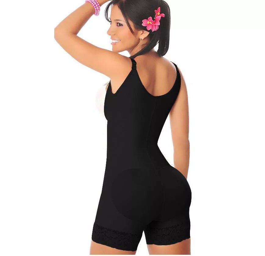 Shaping Butt Lifter Bodysuit in black with adjustable straps for enhanced silhouette