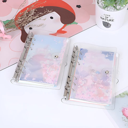 Alice Castle coloured PVC metal binder shell with loose-leaf binding and pull side bag for 96x172mm documents