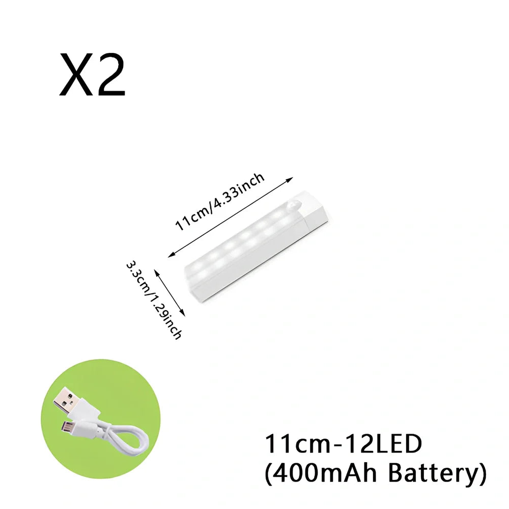 Stainless steel wireless LED motion sensor night light with magnetic wall mounting