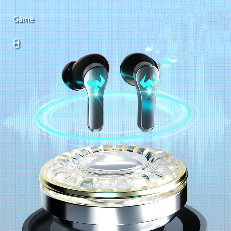 Black RIG wireless in-ear Bluetooth headphones with a secure fit for sports and gaming.