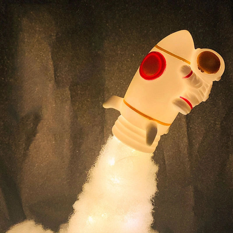 DIY LED Rocket Night Light with realistic space-themed design and smooth PP cotton base
