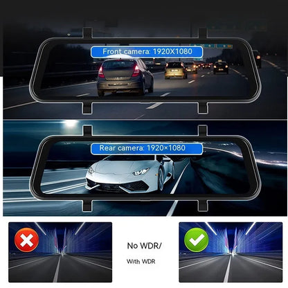 Black 9-inch universal touch screen car GPS navigation system with dual camera wireless connectivity