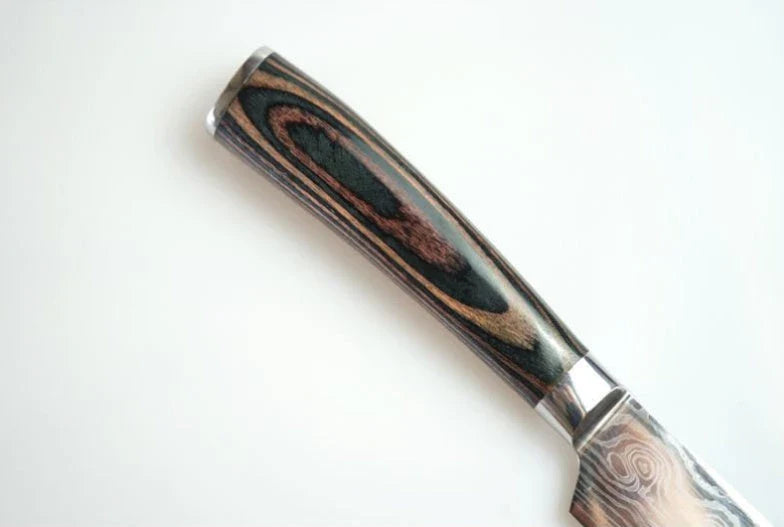 Premium 8-Piece Stainless Steel Chef Knife Set with Elegant Damascus Pattern Blades and Ergonomic Handles