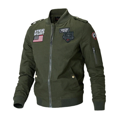 Men's flight jacket baseball uniform in khaki, black, and army green for autumn wear