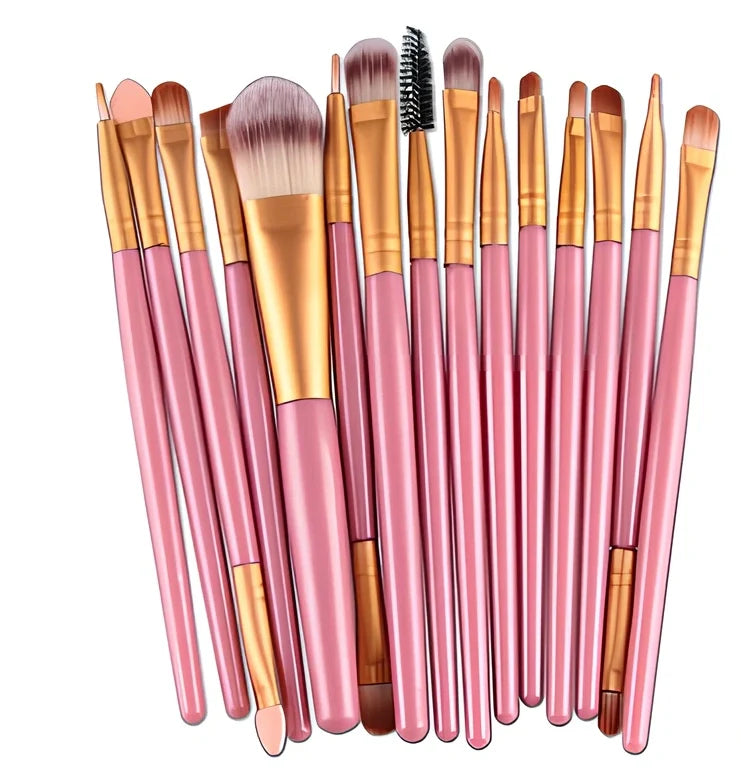 Cosmetic brush kit with 3cm nylon bristles and 14cm plastic handles in multiple colours