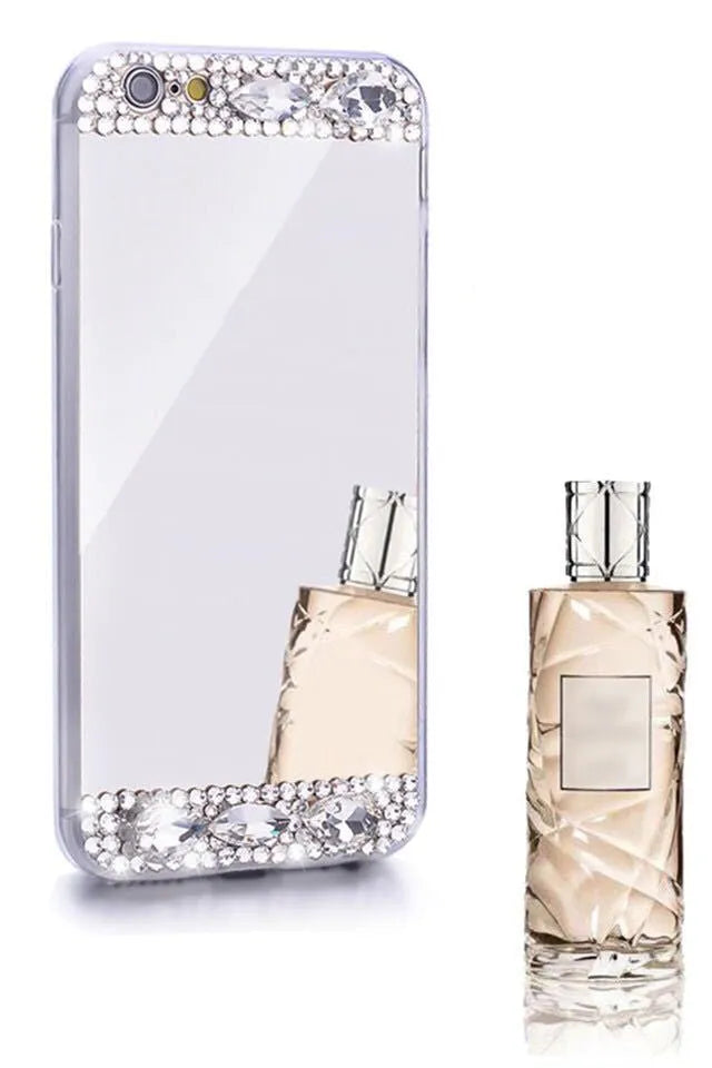 Rhinestone mobile phone case with manual craft design in silicone material offering waterproof and drop resistance protection, available in gold silver rose gold colours for Huawei Honor and P series models