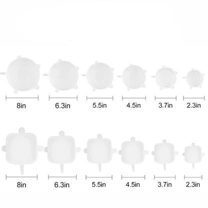 6-piece stretch silicone cookware lid covers in random colors, BPA free and heat resistant