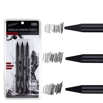 Wood-free graphite sketching pencils in six hardness grades: HB, 2B, 4B, 6B, 8B, EE with solid graphite cores