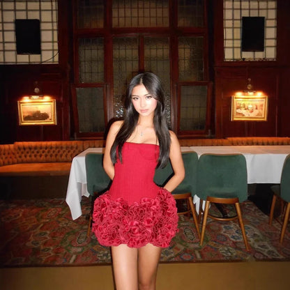 Women's adjustable strapless tube top and mini skirt party dress set in various colors