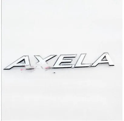 Aluminium alloy car label decoration sticker badge for Mazda Axela boot lid, available in black, blue, red and white