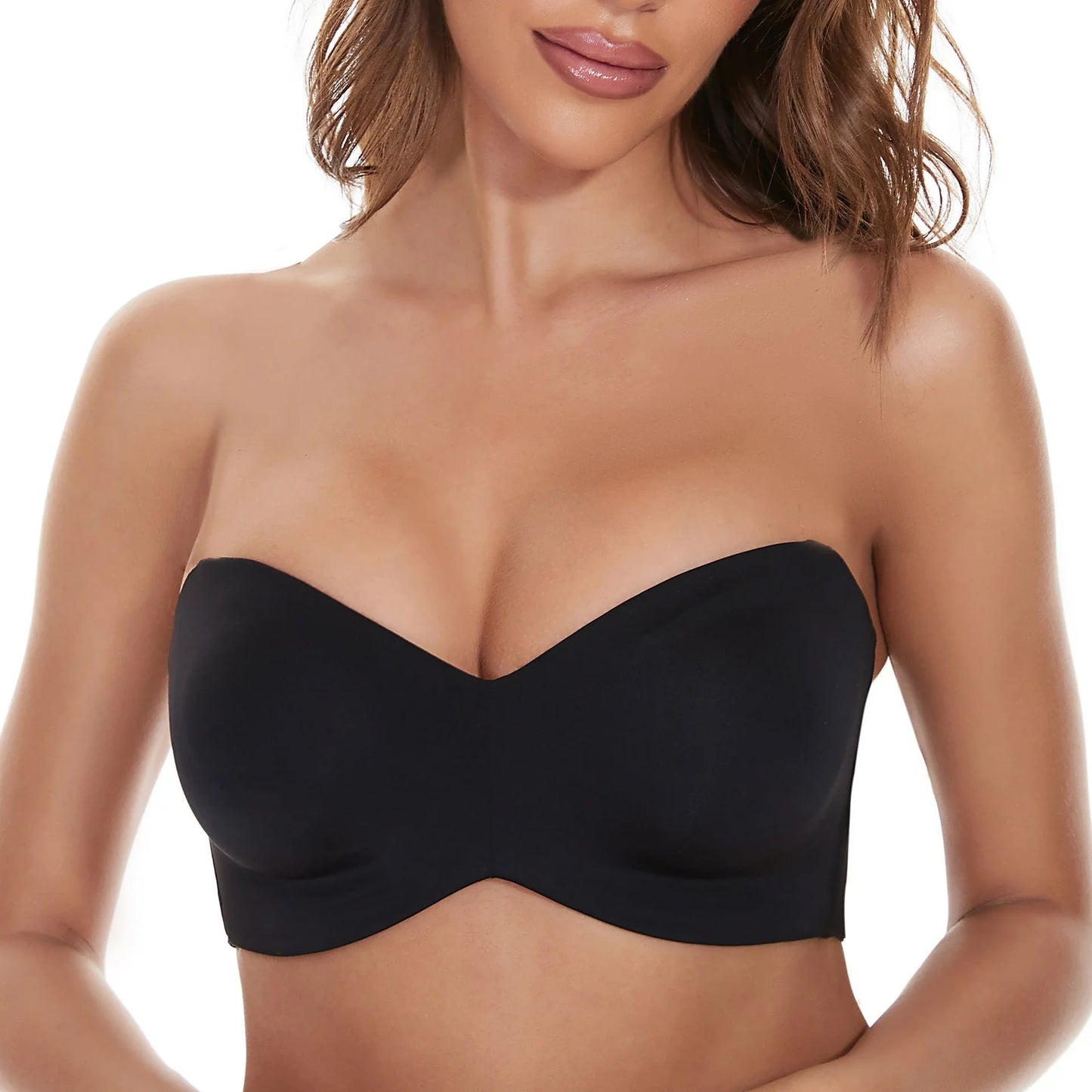 Seamless Underwear Invisible Push-Up Bra with Steel Ring in Black and Skin Colors