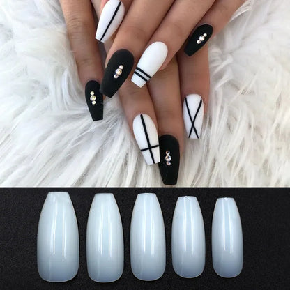 500 clear natural ABS artificial false nails in 10 different sizes for gel or acrylic application.