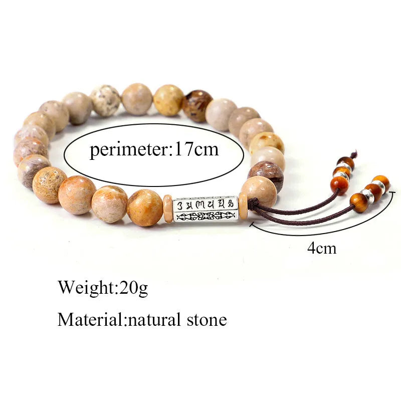 Handmade stone bead bracelet with wood colour finish and original design