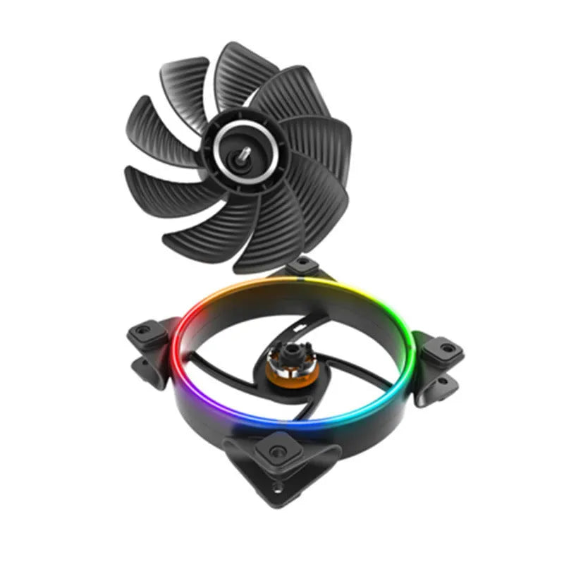 Three black 12 cm RGB chassis fans with FRGB lighting, each measuring 120x120x25 mm