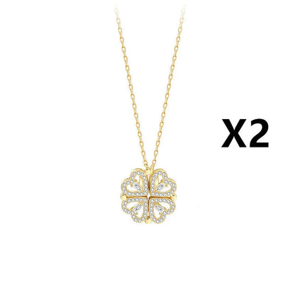 Elegant four-leaf clover necklace with magnetic and detachable design for versatile styling