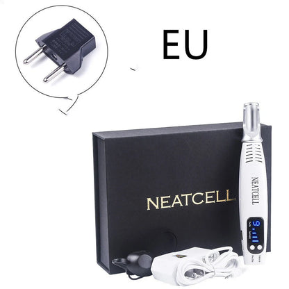 Blue home picosecond laser mole pen with adjustable intensity buttons and dual light therapy modes for skin treatment