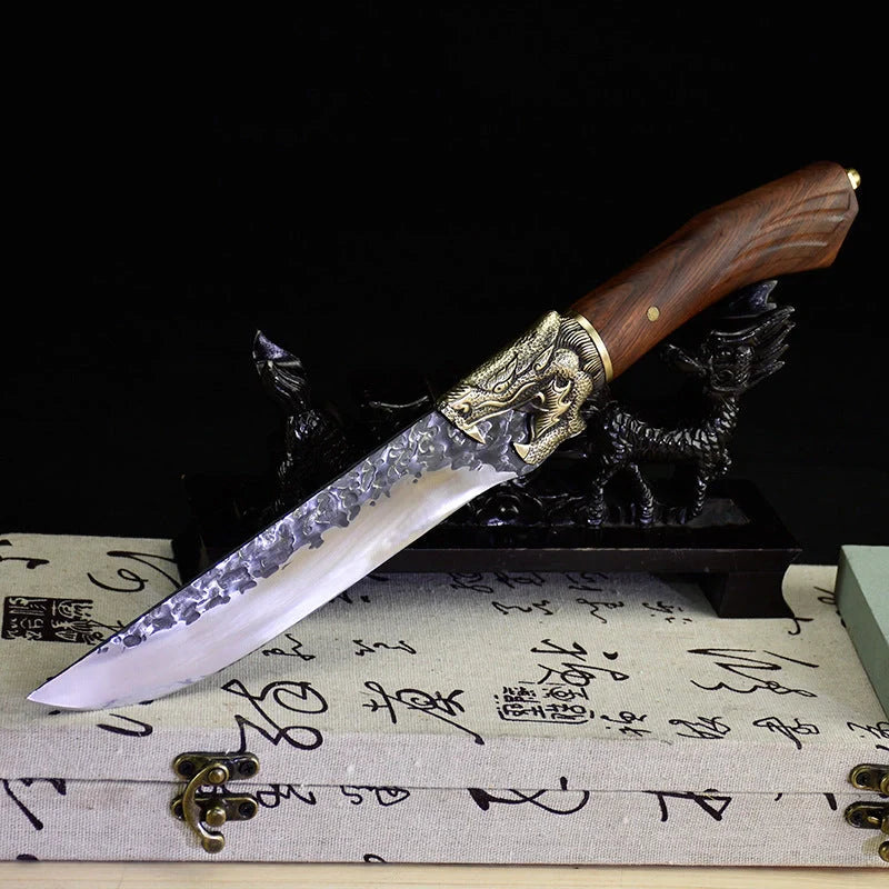 Hand forged lightweight slicing knife with rosewood handle and sharp 5Cr15Mov blade