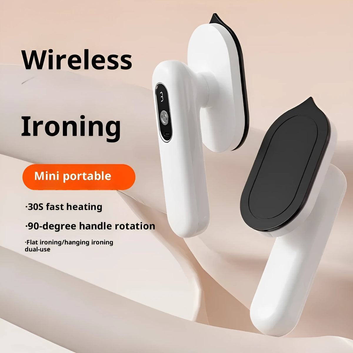 White mini heat press machine with USB power, three-step thermostat, heater band lining, and compact plastic shell