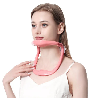 White PP material neck brace showing forward support design for cervical spine alignment