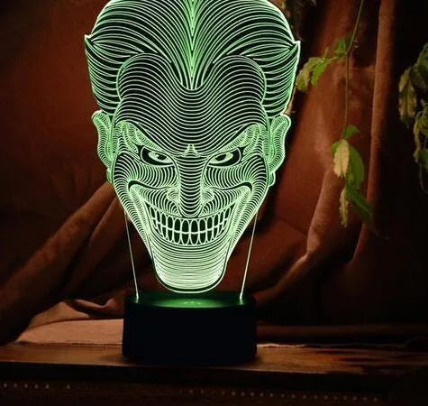 USB-powered 3D LED lamp with acrylic plate showing colourful gradient lighting effects and touch control
