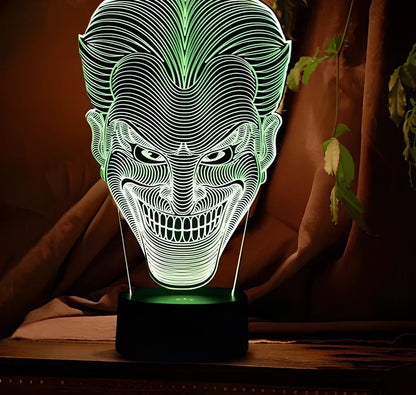 USB-powered 3D LED lamp showing gradient colour patterns on 251x142x87mm acrylic plate with touch control