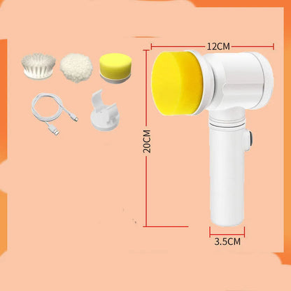 Electric cleaning brush with replaceable brush heads for kitchen surfaces and appliances