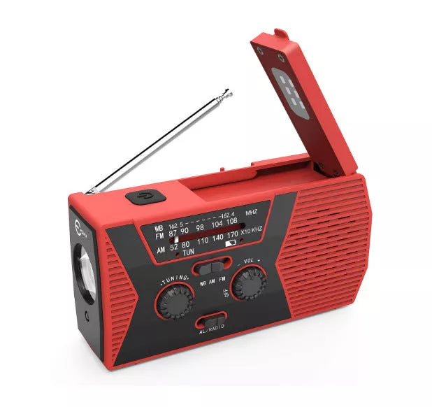 5 in 1 Outdoor Portable Solar Crank AM FM Radio with flashlight and NOAA weather band
