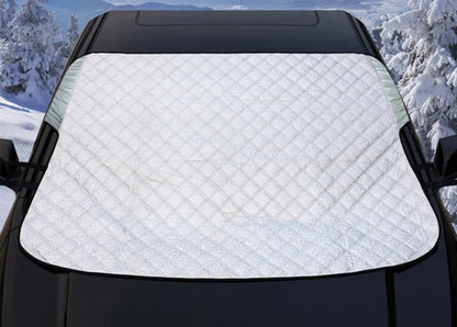 Silver coating car windscreen snow cover with winter plus cotton thick snow block design, waterproof exterior sunshade for sedan and SUV