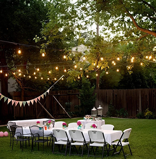 Waterproof solar-powered LED string lights with PVC shell for outdoor garden and patio illumination