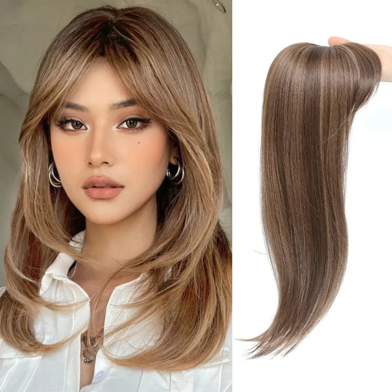 Synthetic inner buckle clip-in hairpiece wig in six colour style options.