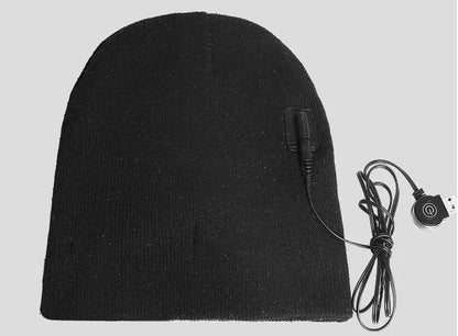 Heated cotton hat with intelligent temperature adjustment in wine red, grey, and black