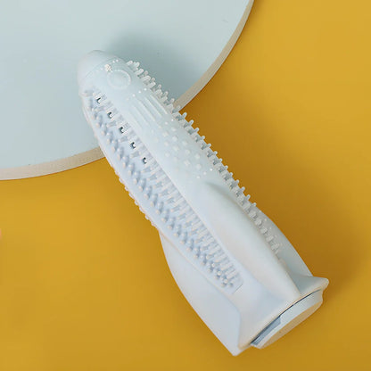 Rocket shaped dog teething stick measuring 15cm long in solid sky blue colour