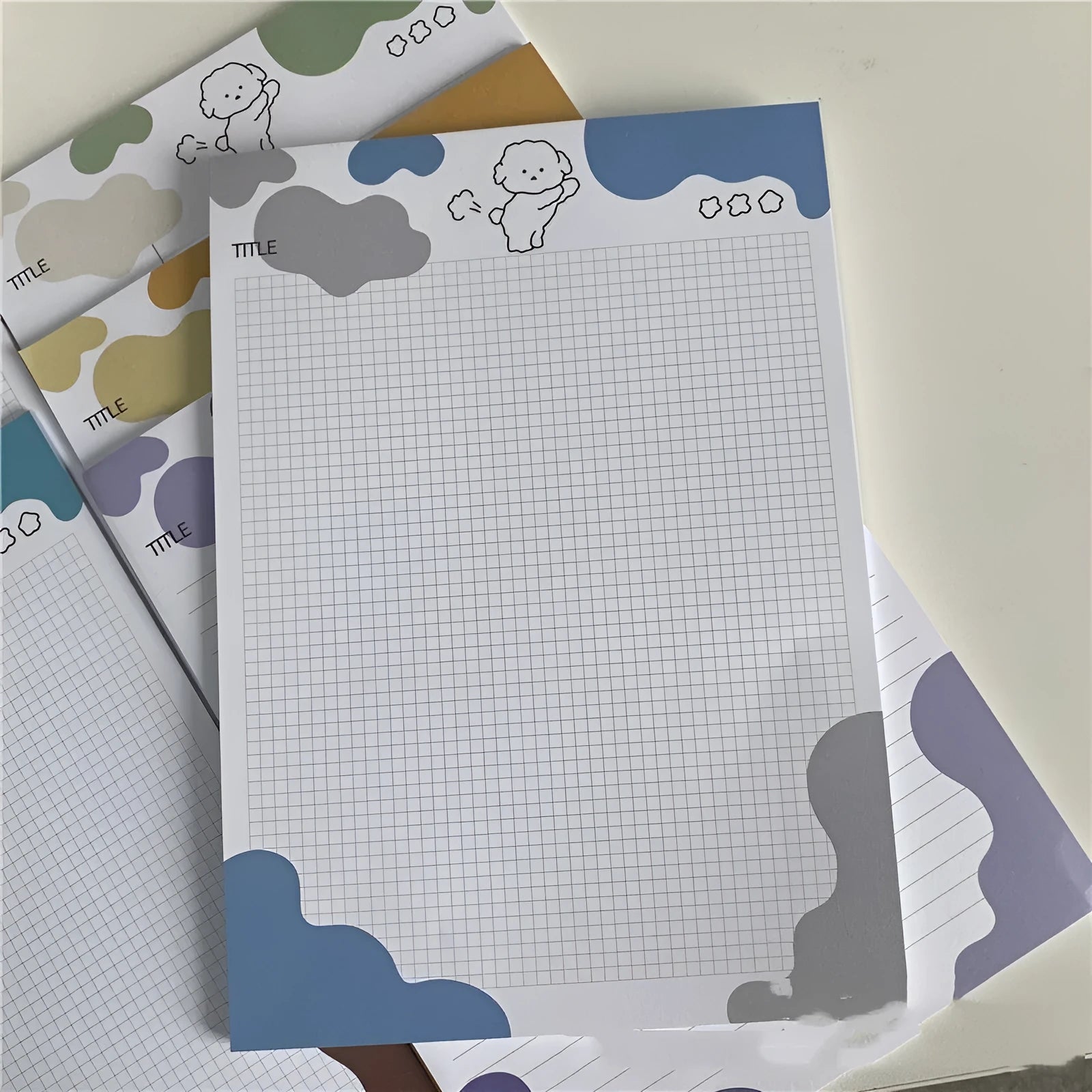 Korean B5 sticky note paper pad with puppy design measuring 182x257mm