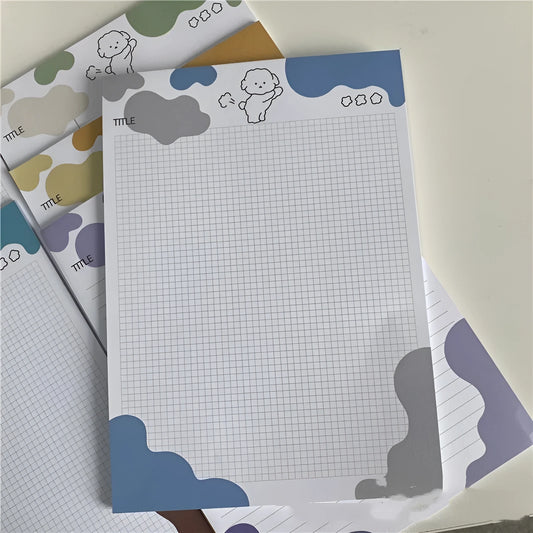 Korean B5 sticky note paper pad with puppy design measuring 182x257mm