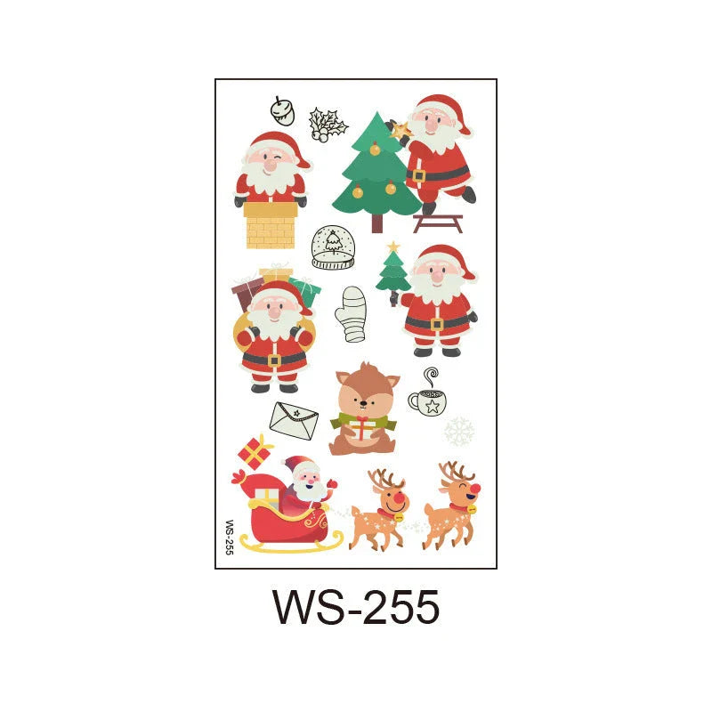 Festive Santa Claus Glow-in-the-Dark Tattoo Stickers for Holiday Decoration