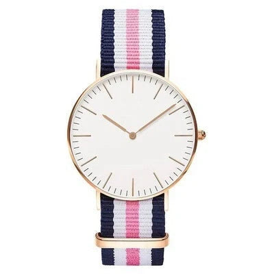 Nylon two-needle watch with quartz movement and stainless steel buckle