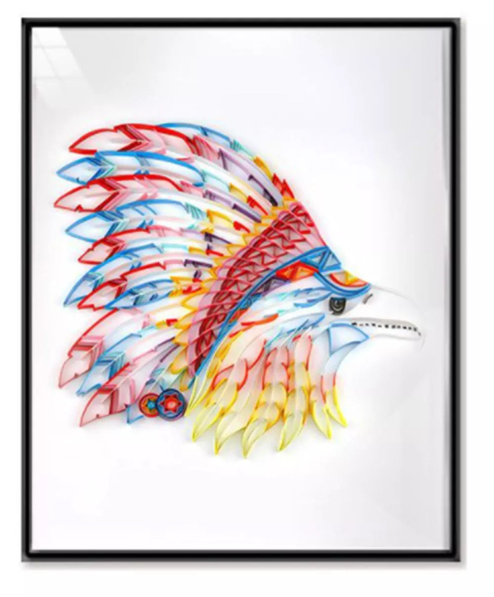 Handmade quilted paper painting craft kit with tools and materials for DIY decor